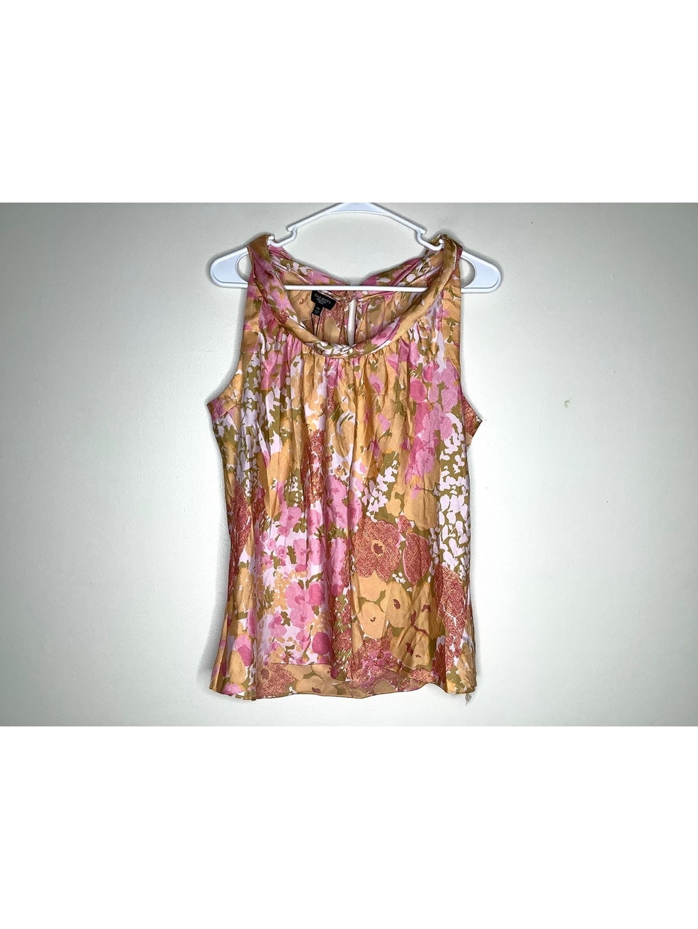NWT Talbots Peach/Pink Floral Twist Neck Tank Top